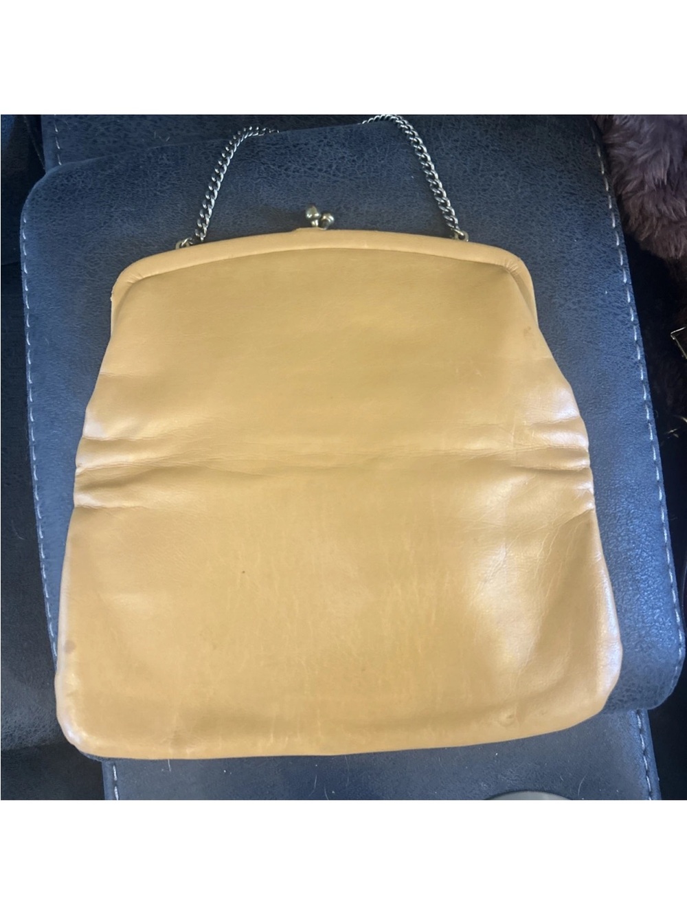 Vintage caramel Leather Chain-Handle Women's Bag